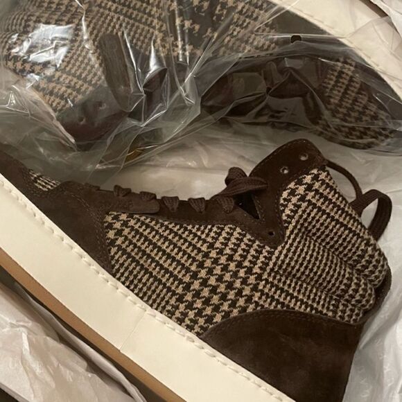 Ralph Lauren Fall 2022 Collection Brown Glen Plaid Jaemyn High Top Sneakers - Picture 15 of 17